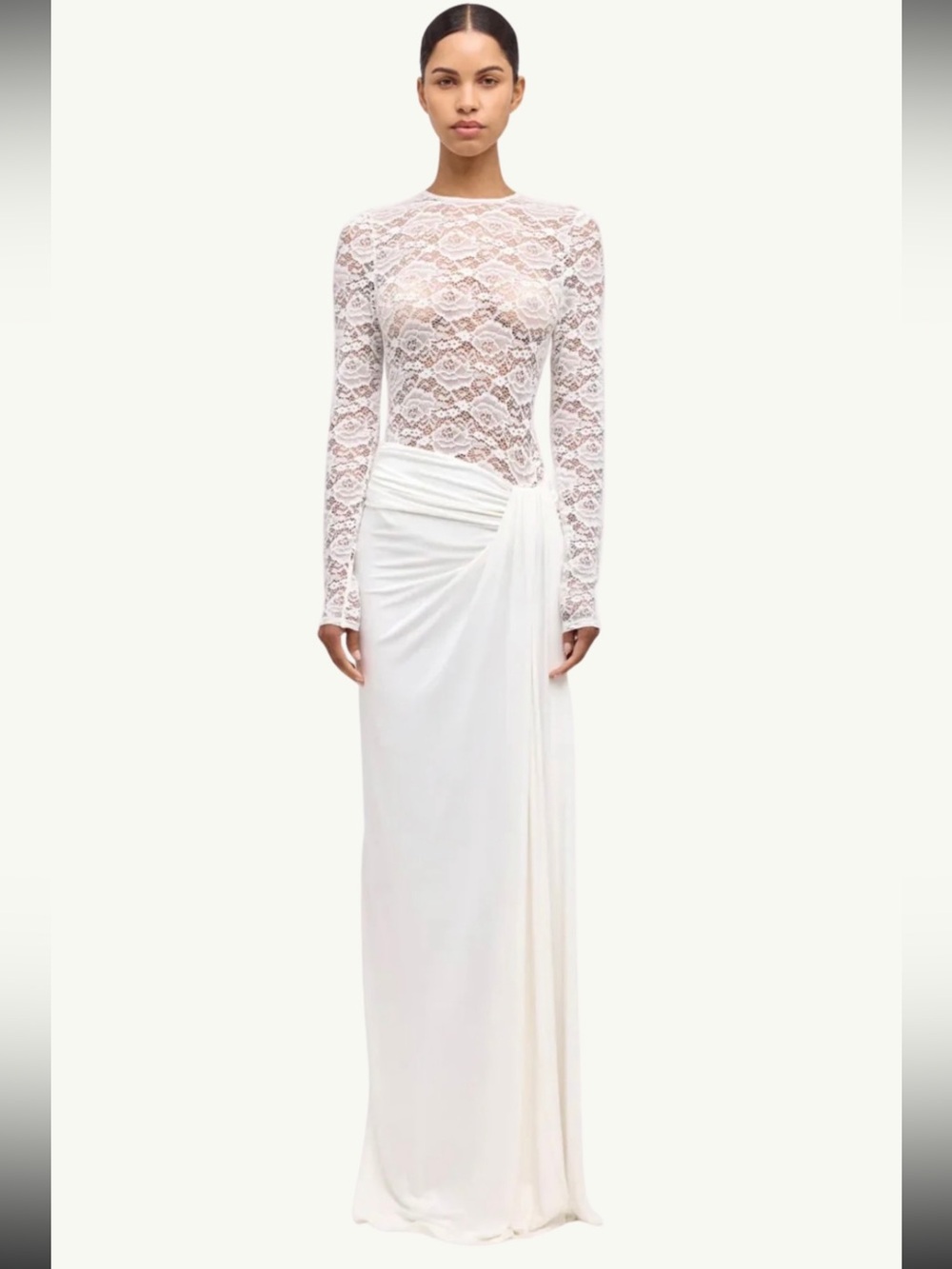 Amalyia dress Ronny Kobo NWT Elegant Long White Lace Sleeve Gown